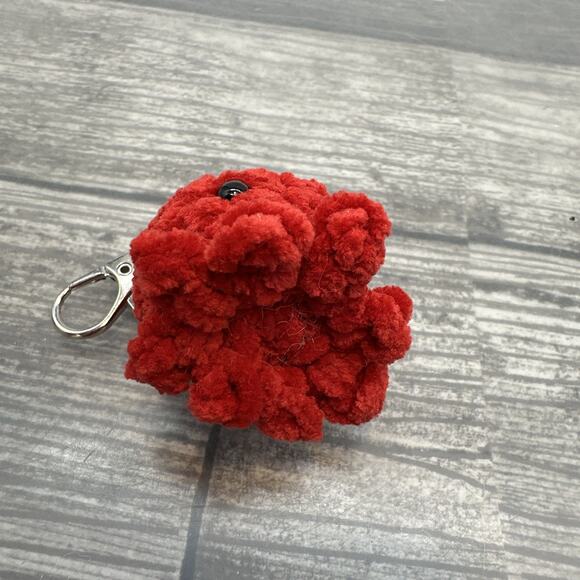 Handmade Crocheted Amigurumi Red Octopus Keychain {RR} - Picture 5 of 8